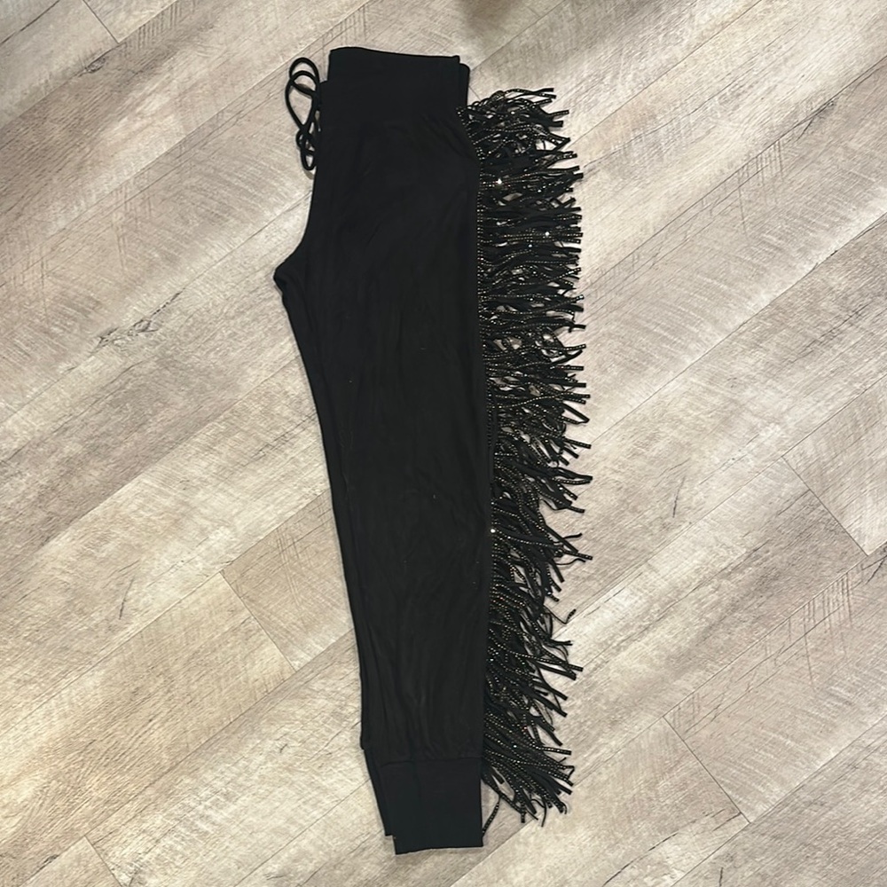 Black Fringe joggers